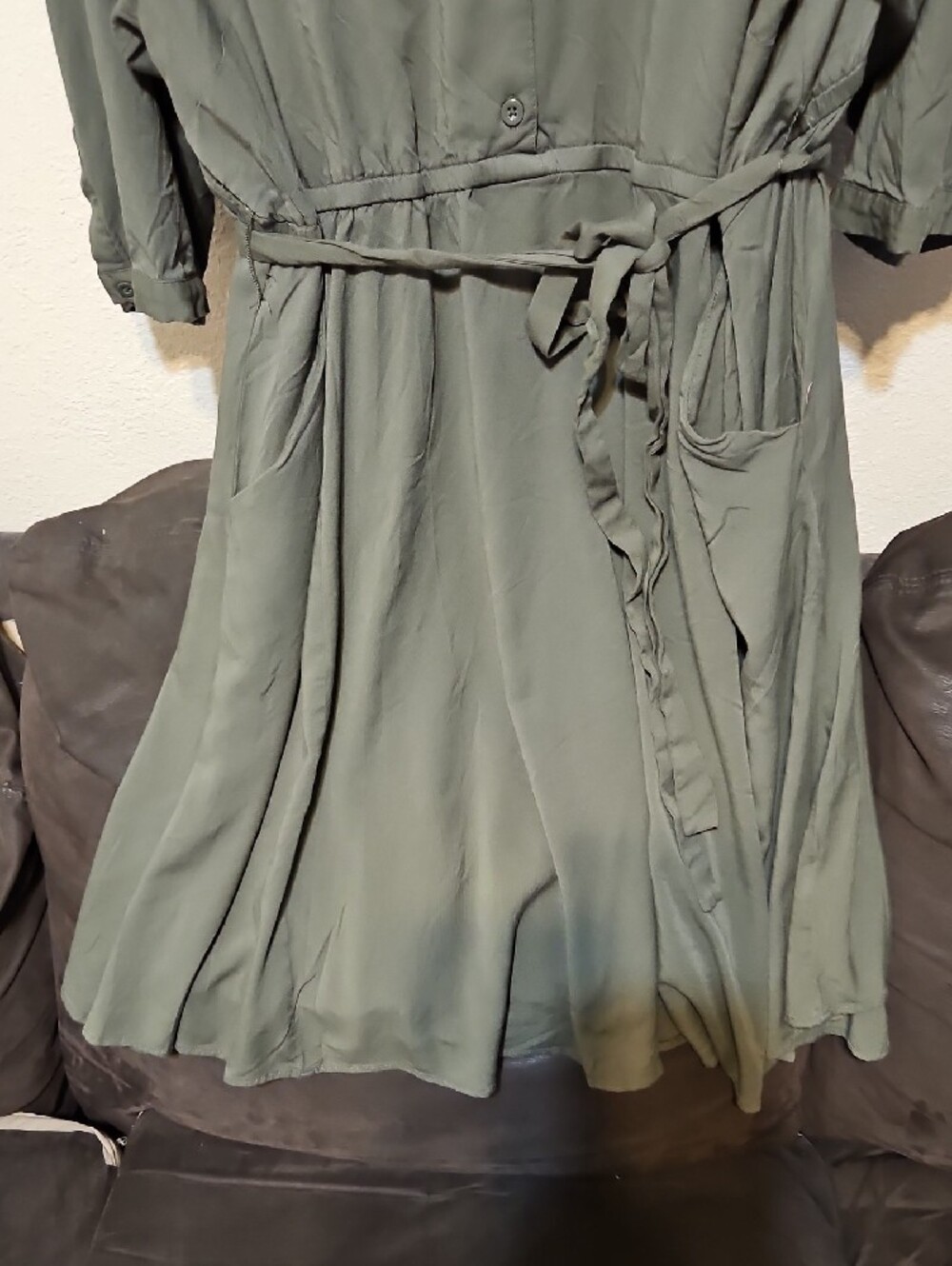 torrid Olive Green Long Sleeve Shirt Dress - Picture 3 of 9